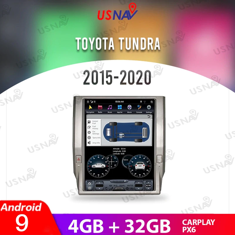 

USNAV 4G + 32G экран в стиле Теслы Android 9 12,1 "для Toyota TUNDRA 2015-2020 Автомобильный мультимедийный GPS навигатор головное устройство стерео Carplay PX6