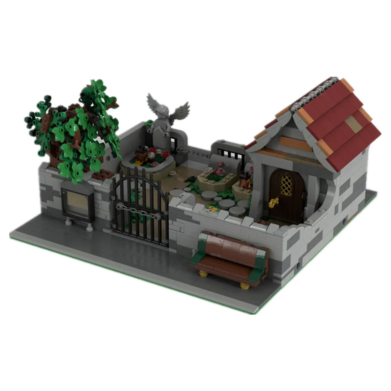

2022 small particle building block MOC street scene medieval cemetery model assembly toy DIY children's birthday gift