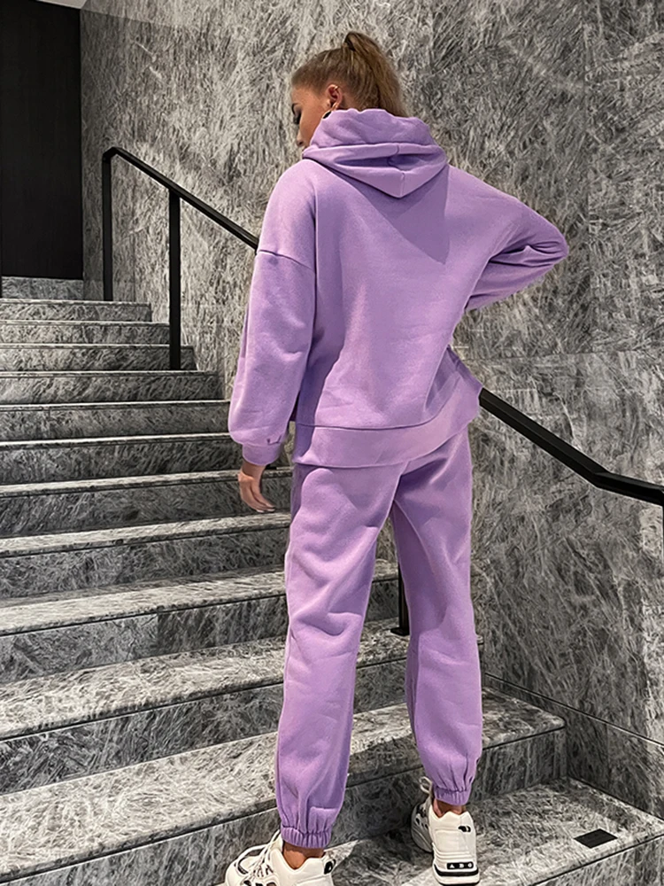 Женский флисовый спортивный костюм Glamaker с эластичной высокой талией |