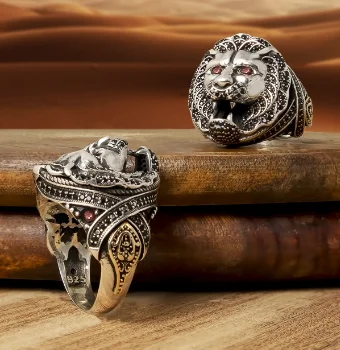 

925 Sterling Silver Lion Ring Fashion Turkish Premium Quality Handmade Jawelery