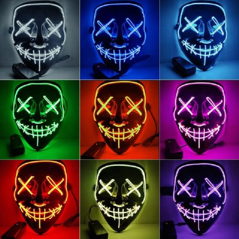 Светящаяся неоновая маска для праздника судная ночь The purge | Дом и сад