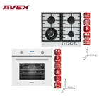 Комплект AVEX: варочная панель HM 6044 W и электрическая духовка HM 6170 W (стекло, чугун, гриль, конвекция, 56л, 7реж)