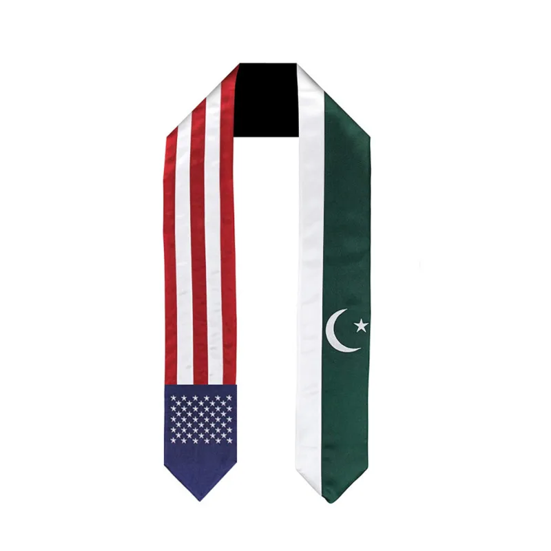 

180*14cm American Pakistan National Flag Graduation Stole Bachelor Gown Accessory Graduation Sash Scarf