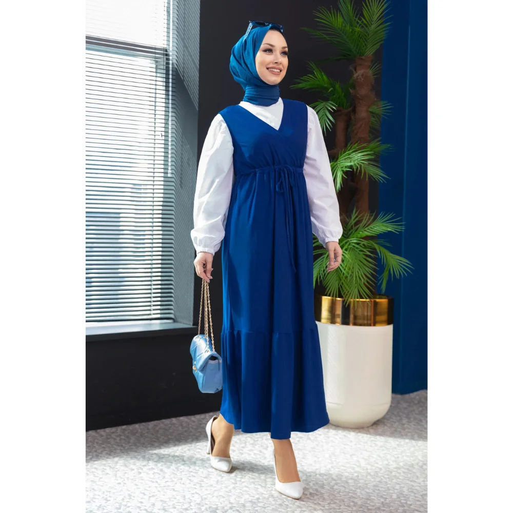Shirt+Dress Muslim Dress Trend 50% Polyester, 50% Cotton Fabric Unlined. abaya muslim dress women kaftan open abaya long dress a