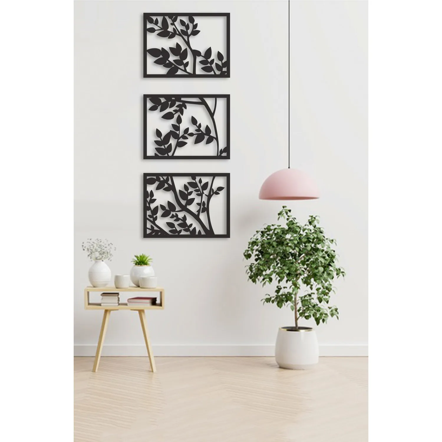 

Triple Branch and Leaf Pattern Wooden Decorative Wall Table New 3D Creative Stylish Living Room Bedroom