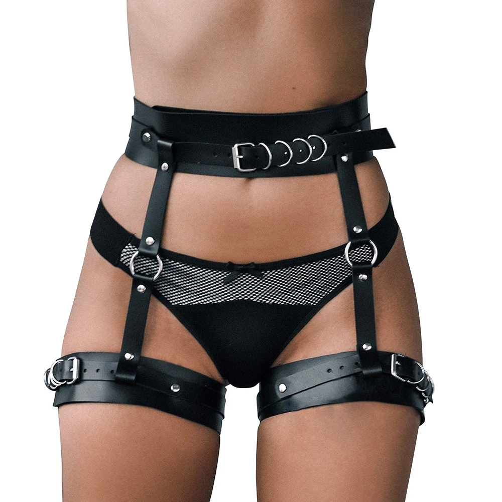 

HOMELEX Leg Harness Caged Thigh Holster Garters Harajuku Waist Gothic Rings Belt for Women Rave Outfits