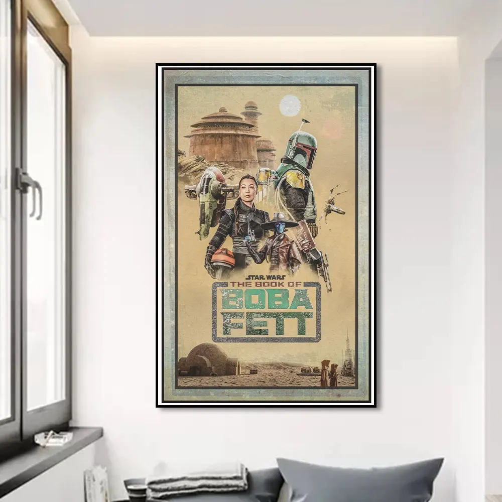 

Disney 2022 Star Wars The Book Of Boba Fett Movie Poster Marvel Superhero Canvas Painting Wall Art Living Room Home Decoration