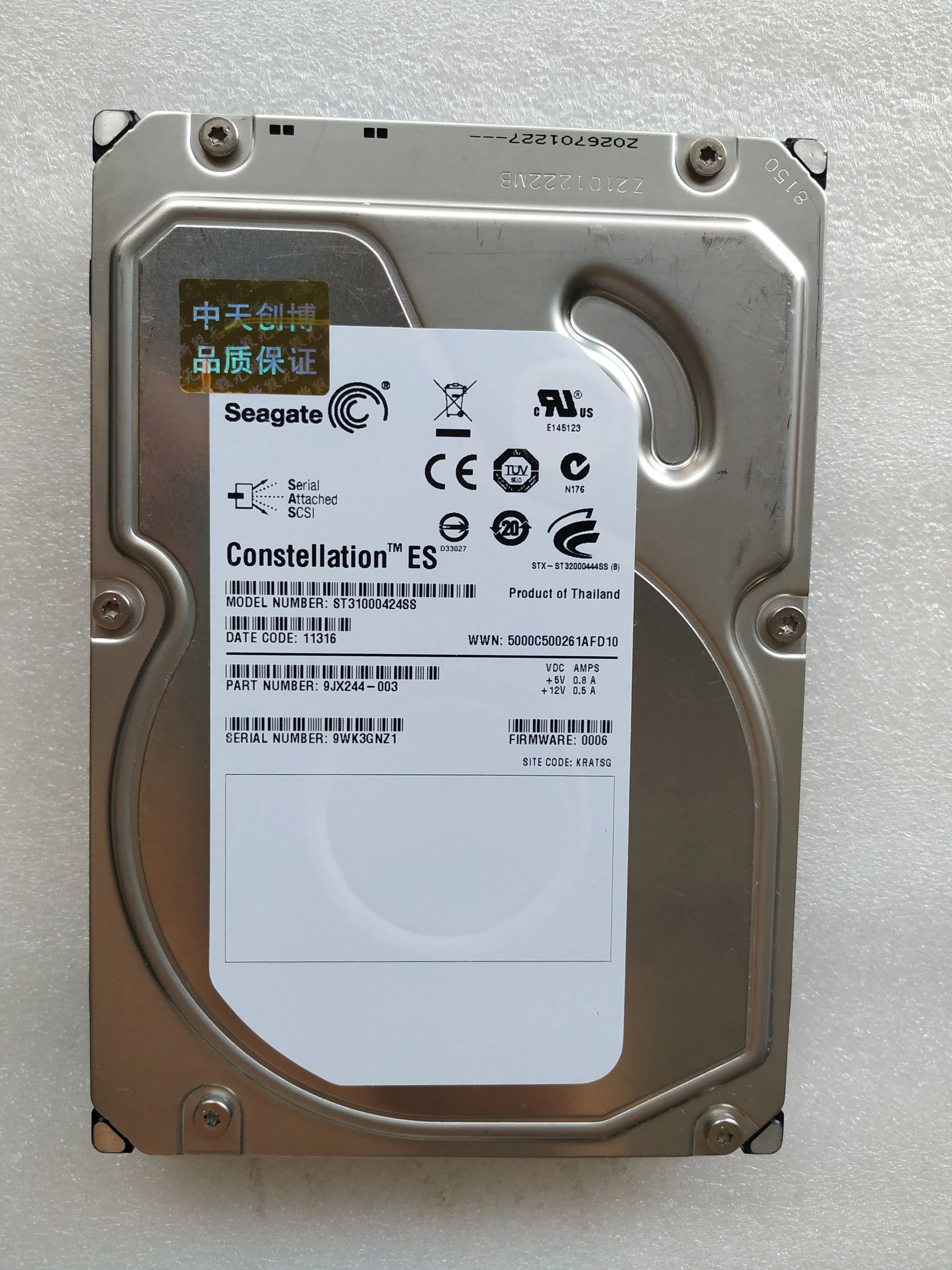 Pull ST31000424SS созвездия Seagate ES 1 ТБ 7200 об/мин SAS 2 0 6 ГБ/сек. 16 Мб 3 5 Жесткий