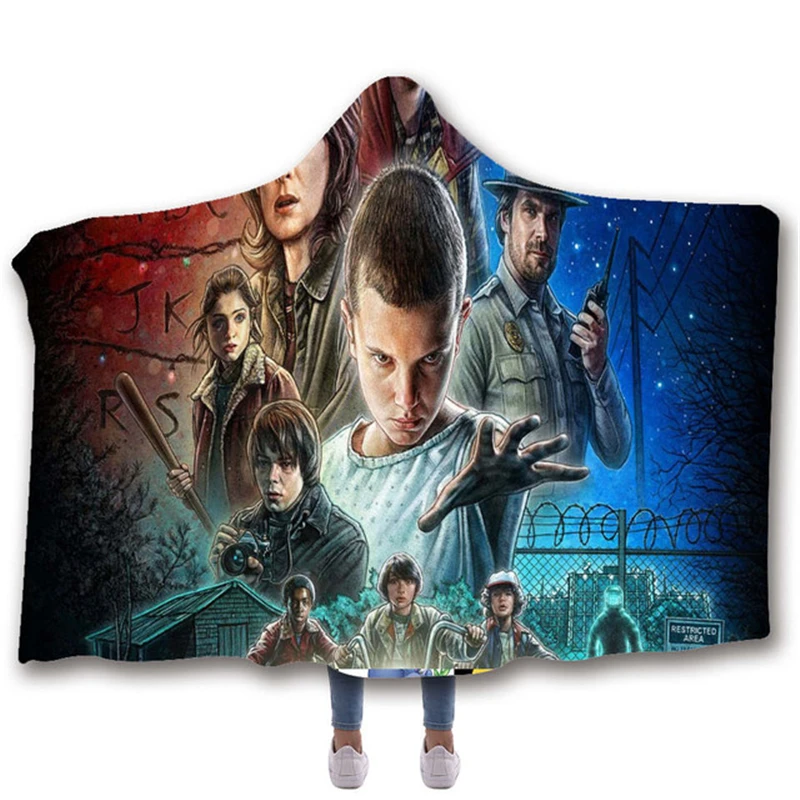 Аниме странные вещи с принтами плюша на меху капюшоном и застежкой Одеяло для