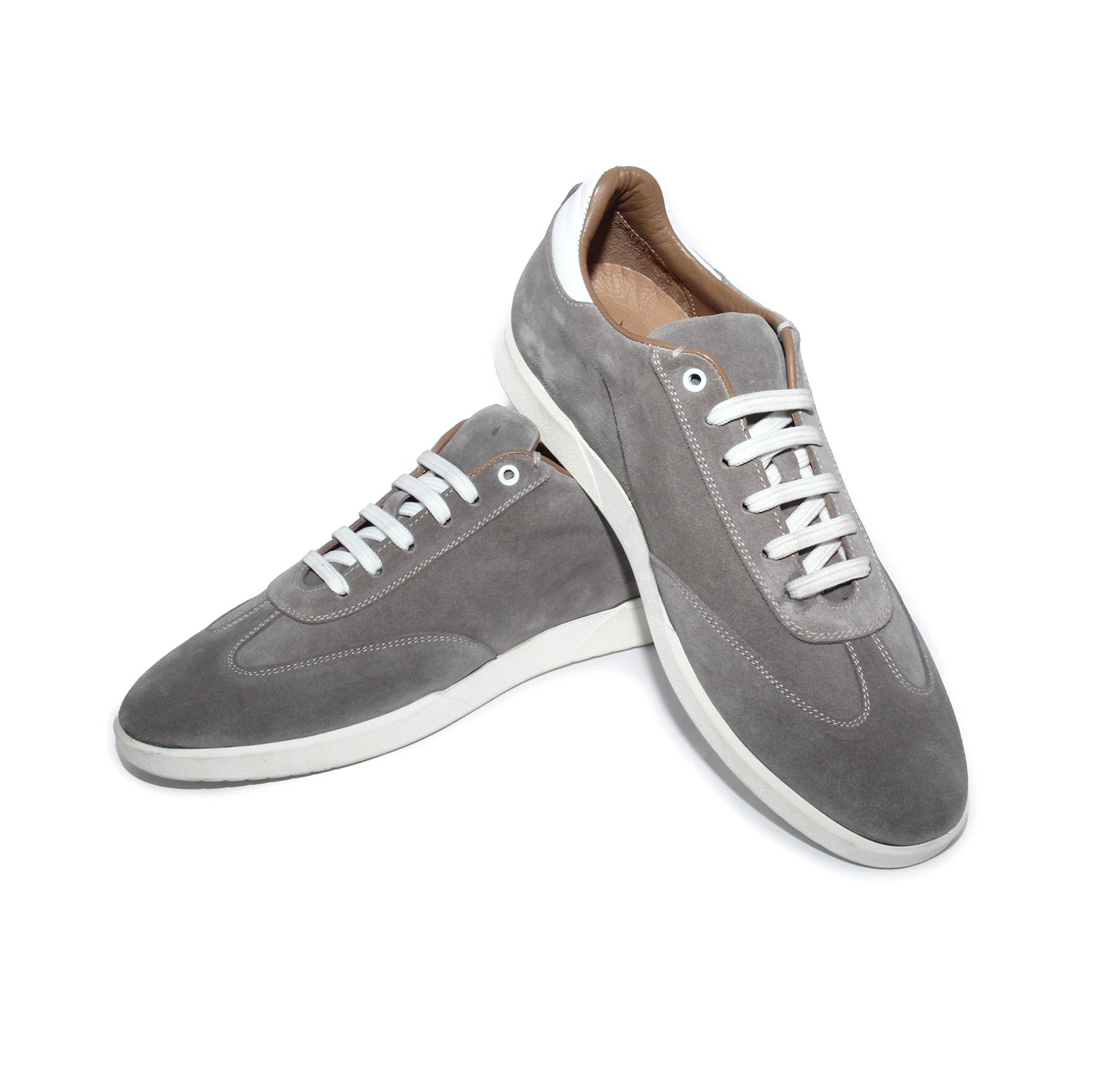 

Handmade Gray Basic Suede Sneakers, Genuine Calf Skin Leather, Men's Vinage Style Casual Sport Shoes