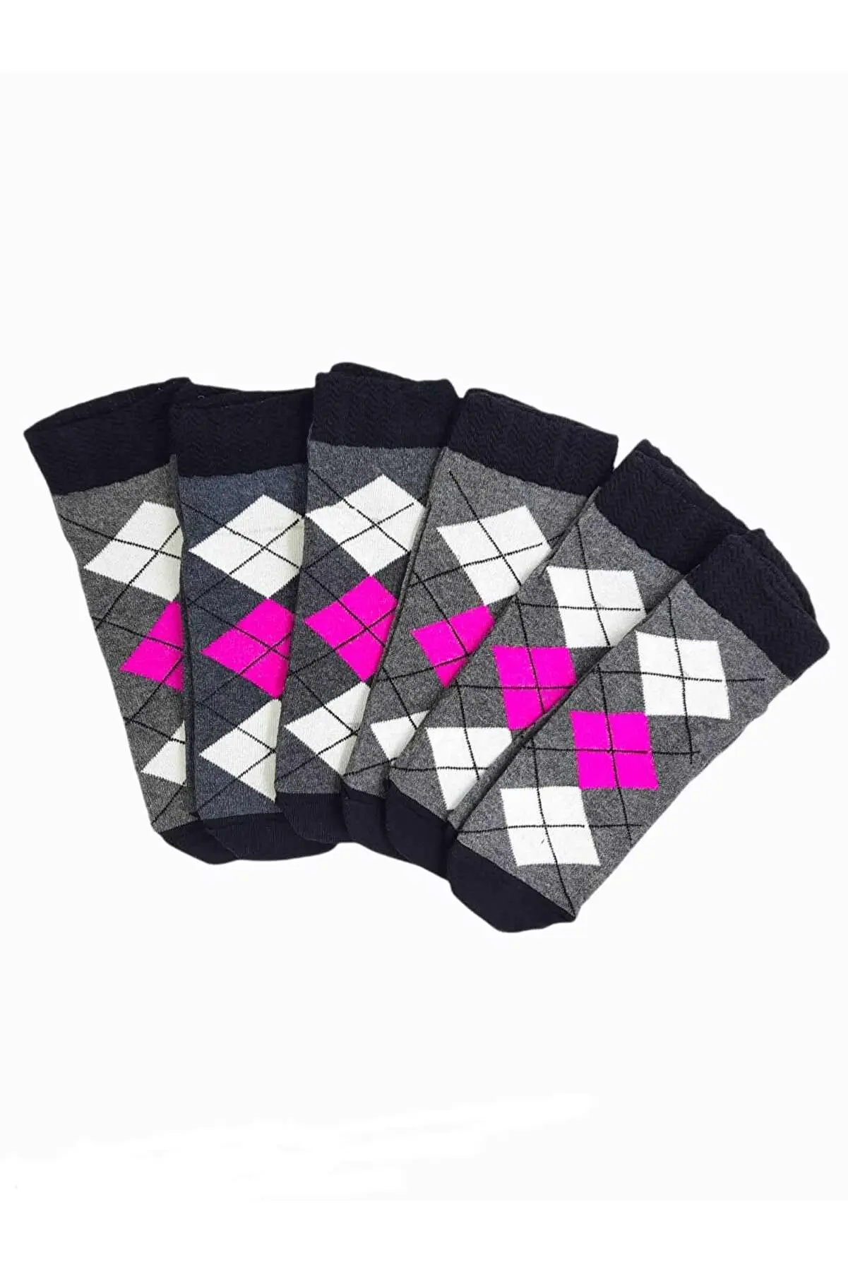 6-Piece Women's Checkered Women's Booties Socks
