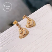 aazuo real 18k pure solid rose gold natrual real diamonds classic flower drop earrings gifted for women wedding party au750