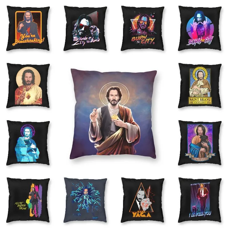 

Saint Of Keanu Reeves Jesus Throw Pillow Case For Living Room John Wick Meme Canadian Actor Nordic Cushion Cover Soft Pillowcase