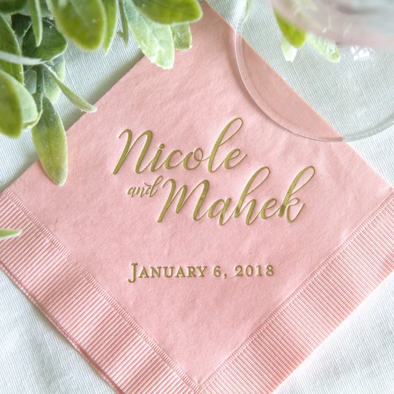 Персонализированные свадебные салфетки с именем | Репетиционный ужин Вечерние