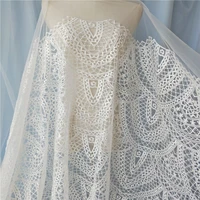 lace fabric by the yard vintage haute couture fabric embroidery lace in off white wedding dress fabric