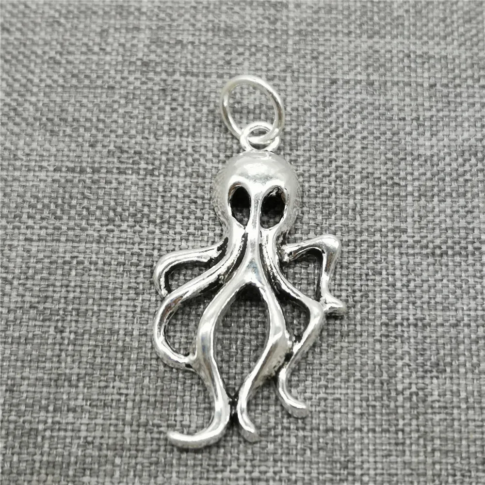2pcs of 925 Sterling Silver Octopus Charm Sea Ocean Pendant for Bracelet Necklace