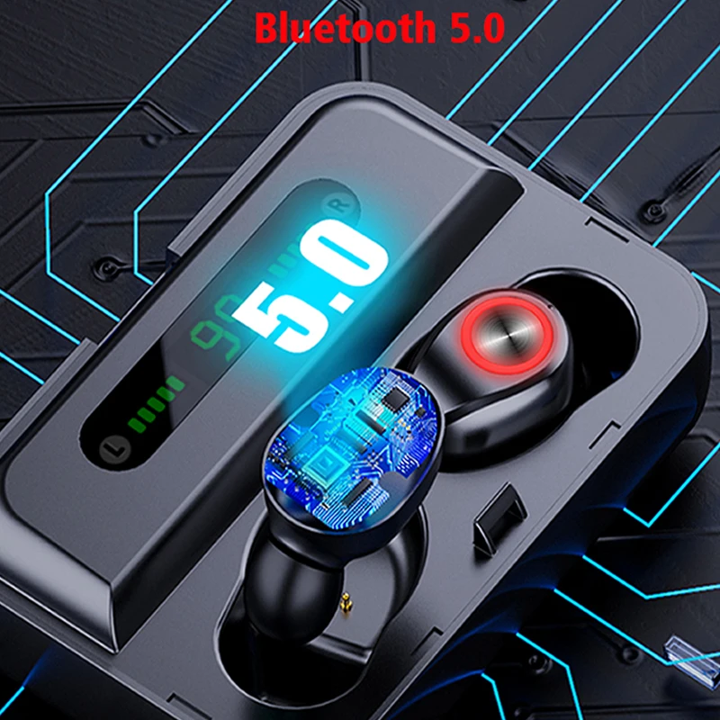 5 0 Bluetooth Беспроводной наушники Водонепроницаемый Хэндс фри с светодиодный