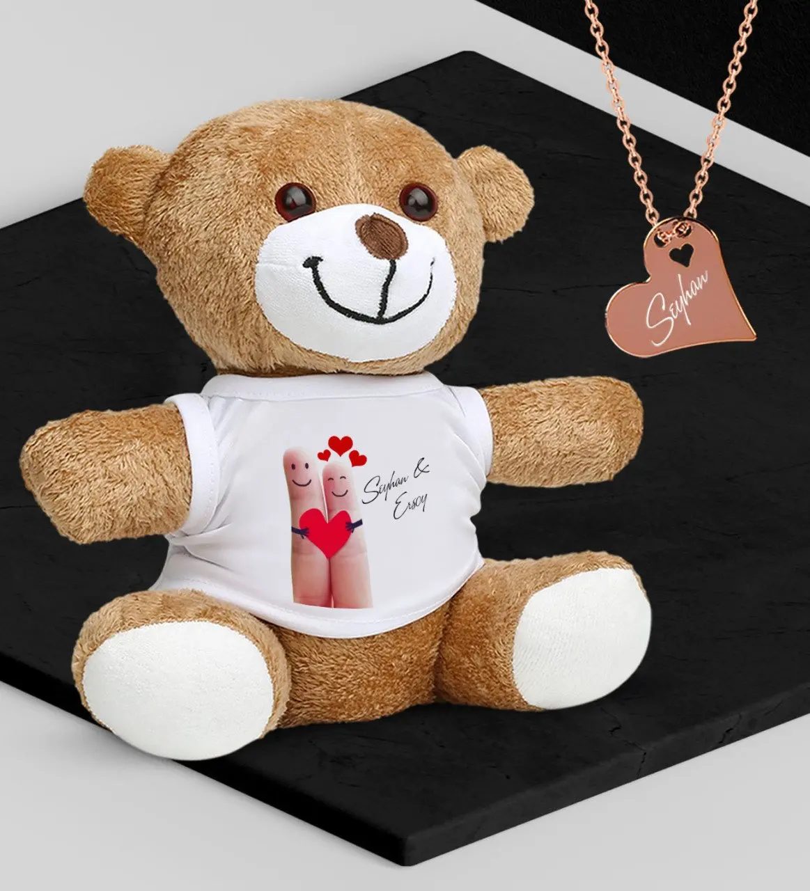 Персонализированный плюшевый мишка тедди на День святого Валентина и розовый