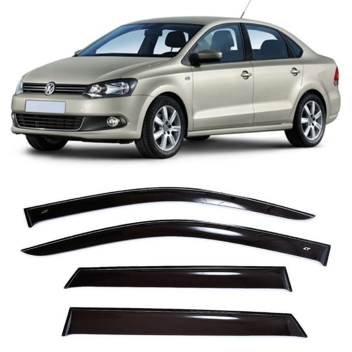 Дефлекторы окон Cobra Tuning V23010 на авто VW Polo 5 V Sd Sedan 2010 2019 4 шт./комп. ветровики от дождя
