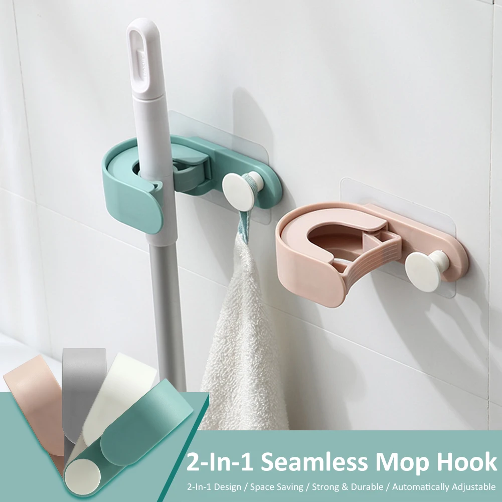 

1PCS High Quality Wall Mounted Mop Organizer Brush Broom Hanger Rack Holder Kitchen Bathroom Multi-Purpose Strong Hook