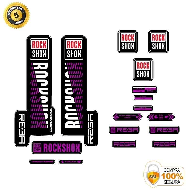 Наклейки комплект шпилек для велосипеда Модель Rock Shox Reba 2019 фиолетовый 29|Наклейки