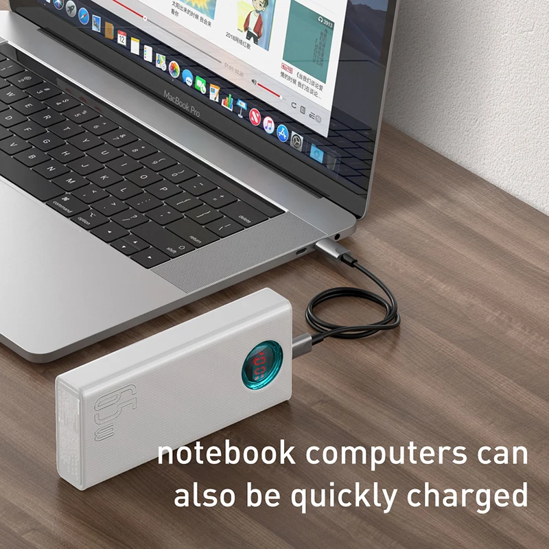 Портативное зарядное устройство Baseus Amblight Digital Display Quick charge PD3.0+QC3.0 Power Bank 18W 20000mAh |