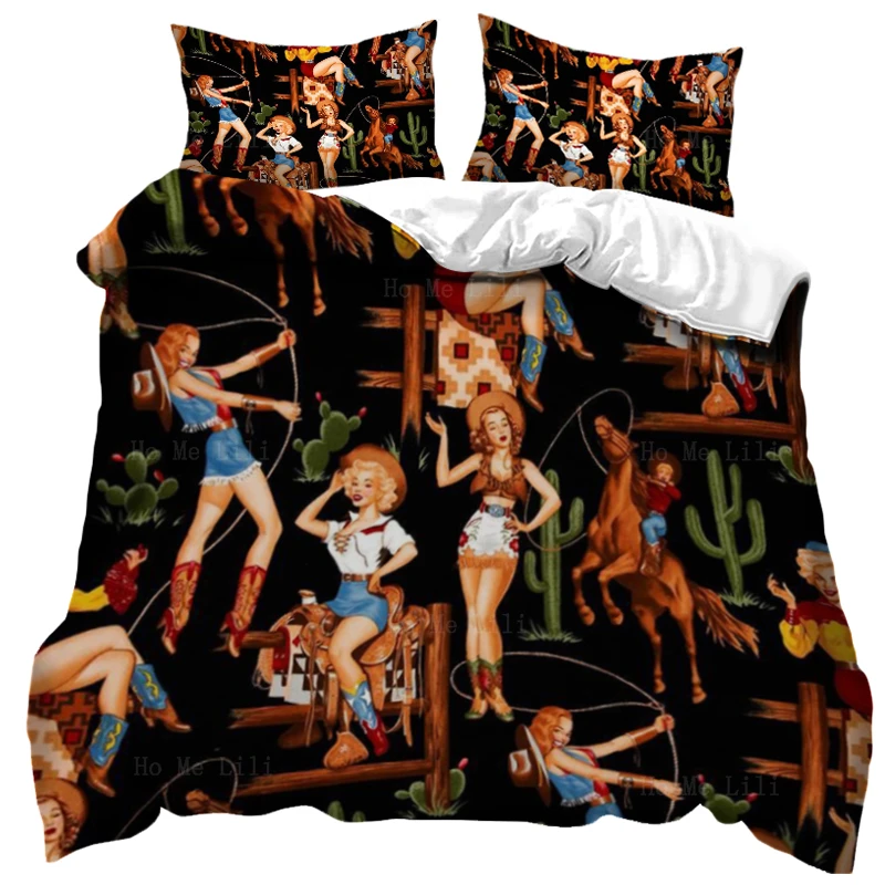 Пикантные подковы в стиле ретро Cowgirl кактусы Rodeo классический Западном винтажном