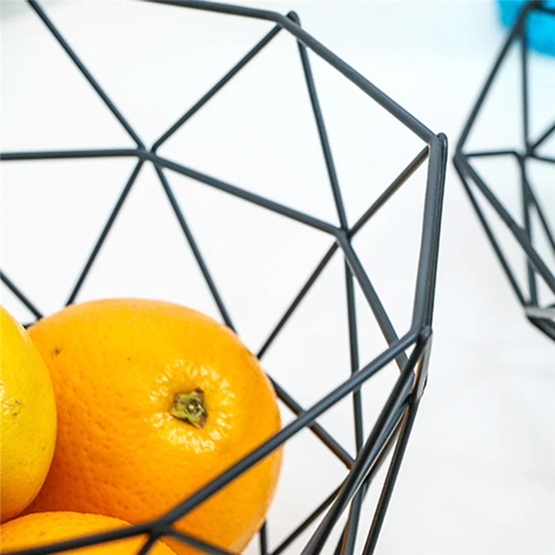 

1 PCS Kitchen Basket Container Bowl Simple Style Geometric Fruit Vegetable Wire Holder Kitchen Storage Desktop Nordic Minimalism