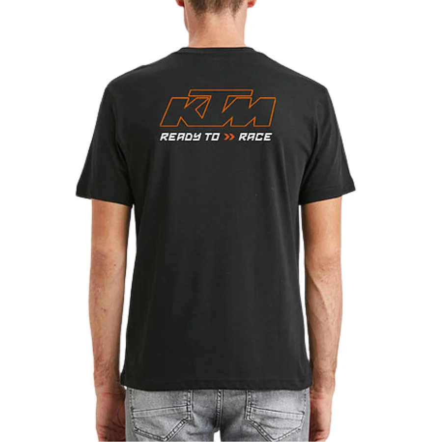 

New Fashion Spring Men's O neck Short Sleeve Tshirt KTM Ready To Race Printed 100% Cotton Casual Crew Neck Summer T-shirt Black
