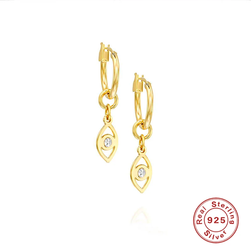 

AIDE Europe & America INS Eye Pendientes Hoop Earrings For Women Geometric Rhombus 925 Sterling Silver Pierced Earings Jewelry