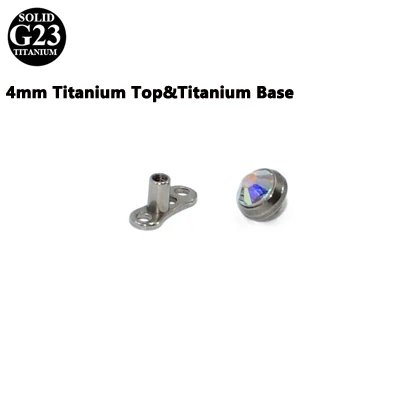 4mm AB TopVBase 1 шт. G23 титановый CZ кристально чистый& AB драгоценный камень якорь для вшивания в кожу Топ микродермальный Якорь Пирсинг кожи Diver пирсинг ювелирные изделия для тела - Окраска металла: 4mm AB TopVBase