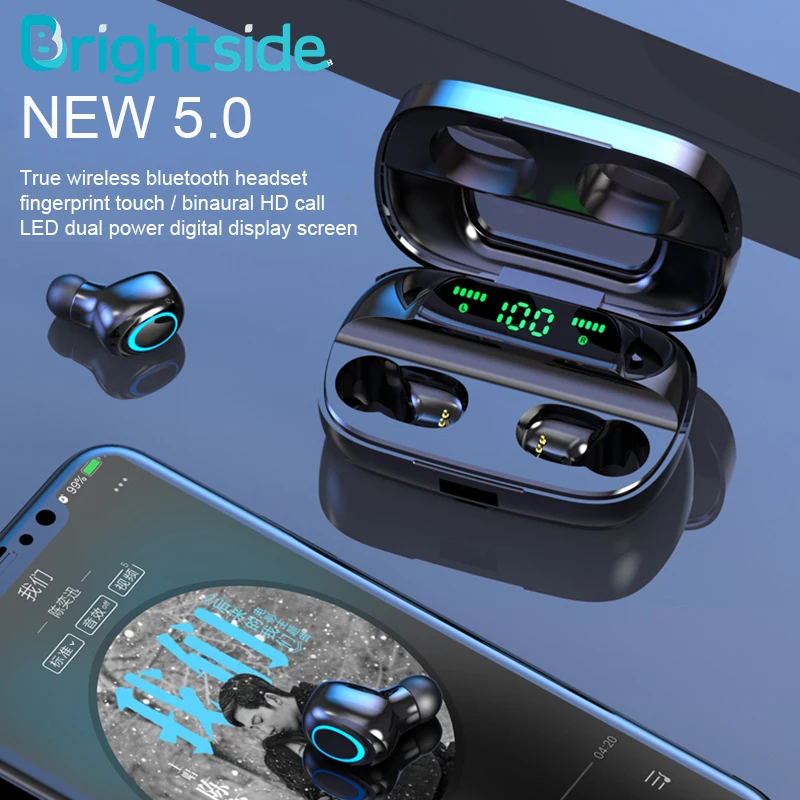 Brightside Bluetooth наушники Беспроводной вкладыши TWS с 9D стерео для спорта мобильный