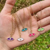 5pcslot trendy 2021 rainbow eye enamel gold plated necklaces jewelry