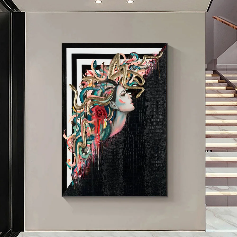 

Abstract Greek Mythology Graffiti Posters And Prints Medusa Canvas Painting Wall Art for Living Room Bedroom Decor Cuadros