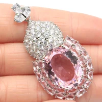 52x27mm 10g delicate fine cut big silver pendant for women created pink kunzite new stone iolite eye catching fine jewelry