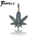 Ожерелье TOPGRILLZ с подвеской в виде листа дерева для женщин и мужчин, табачная трава кленовый лист, ожерелья с кубическим цирконием, ювелирные изделия в стиле хип-хоп