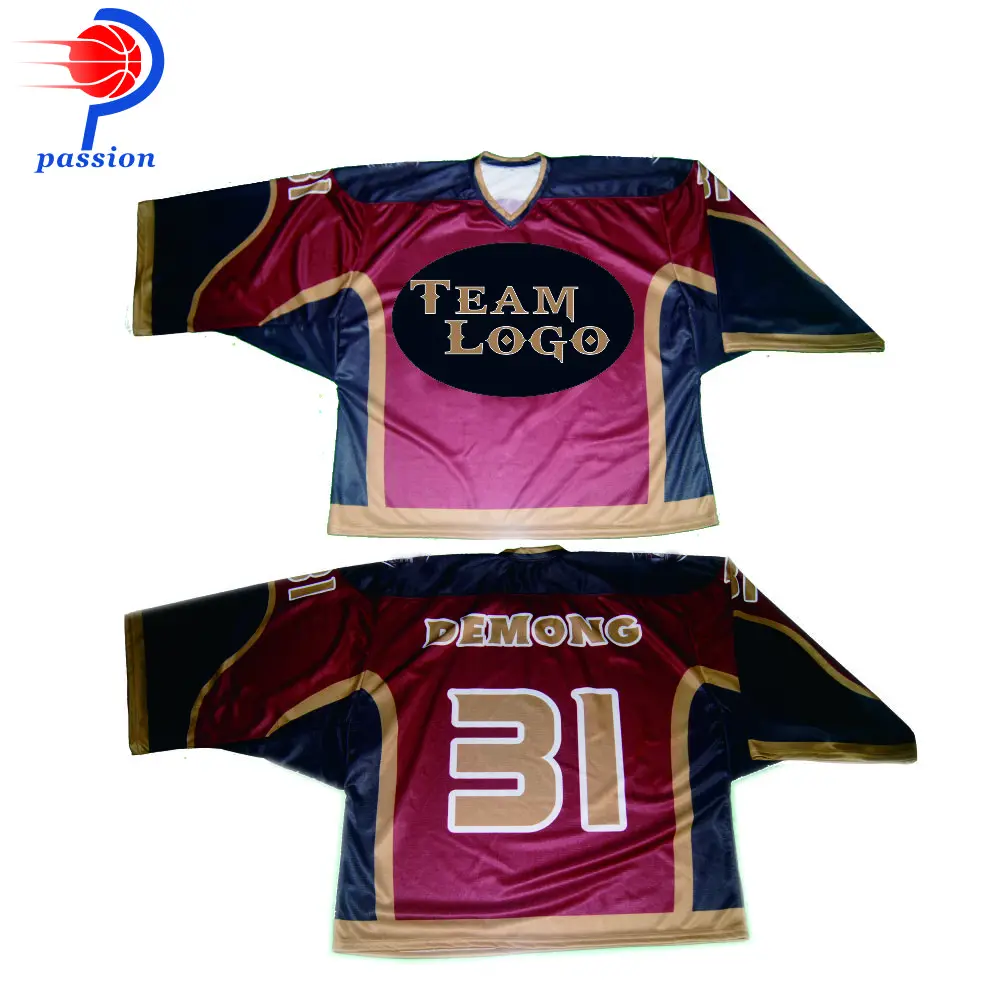 MOQ 5 pcs $40 each Factory Wholesale Price Maroon Hockey Goalie Jersey Shirts For Games | Спорт и развлечения