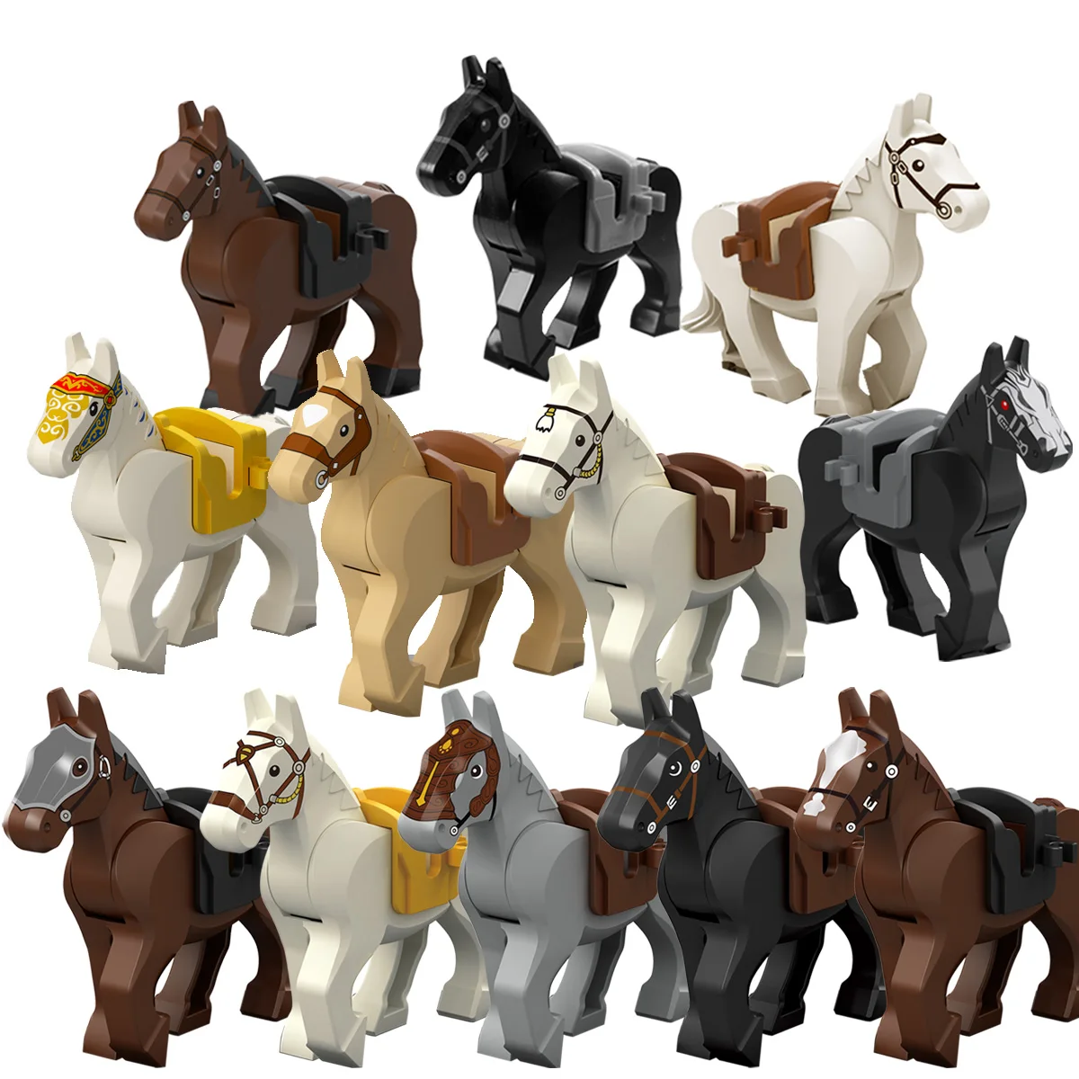 

Plastic Mini Blocks Action Figures Roman Knight military Horses Saddles Mahler Toy Children's Toys XP1011-1016 XP1007-10