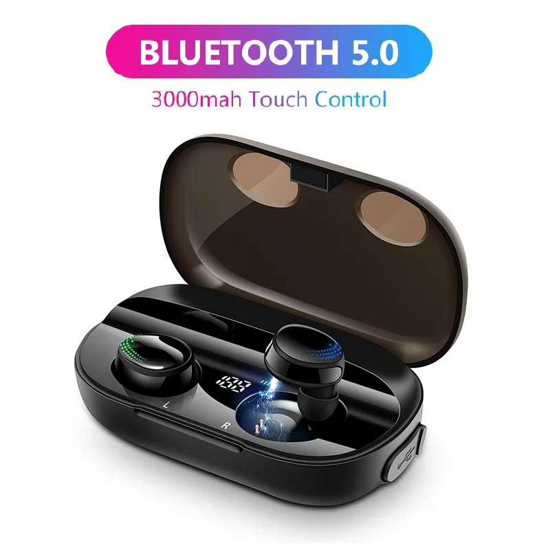 TWS беспроводные наушники Bluetooth V5.0 гарнитура со светодиодной вставкой IPX6 Microphpne с