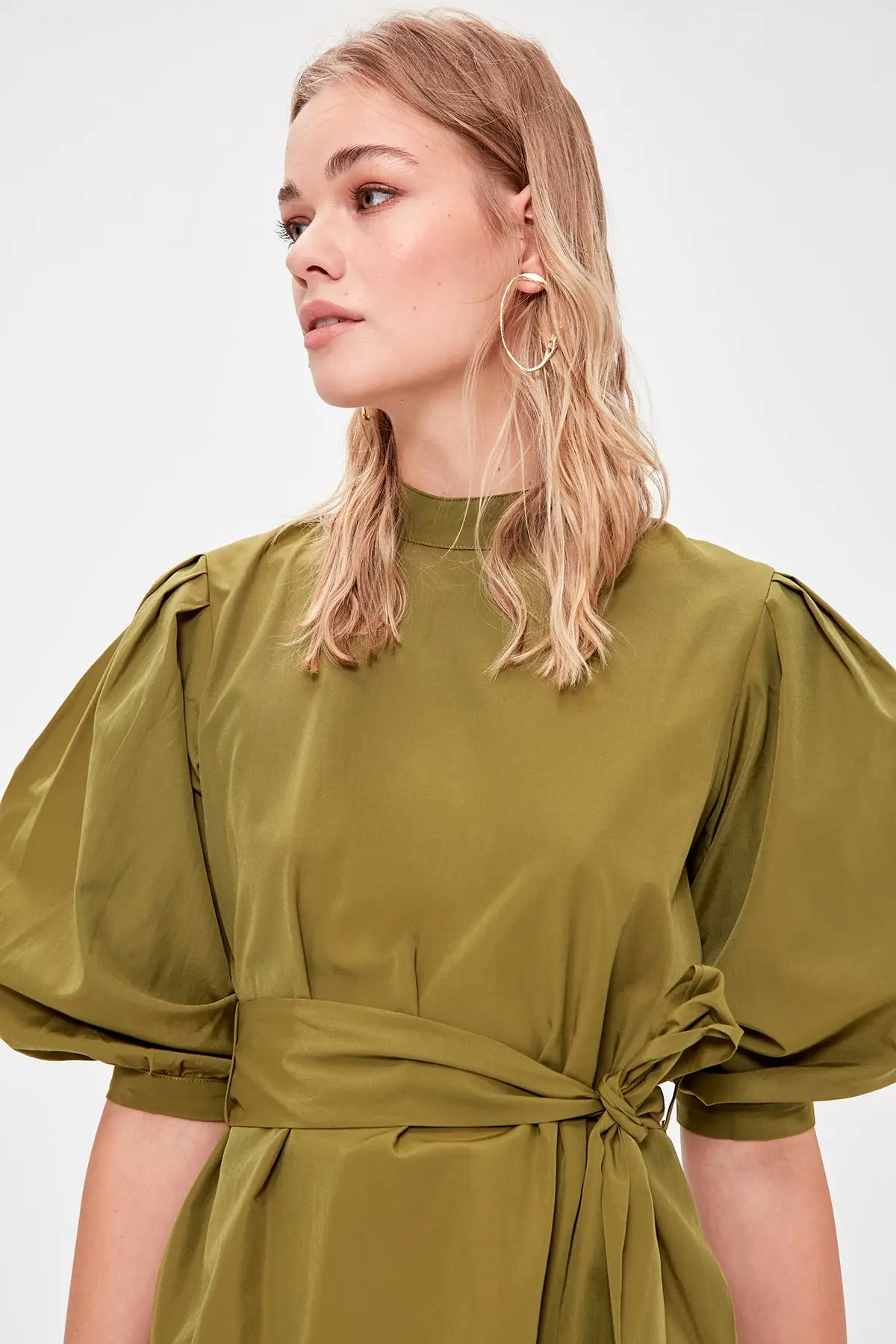 Trendyol зеленая шнуровка подробная Bluz TWOAW20BZ0703| |
