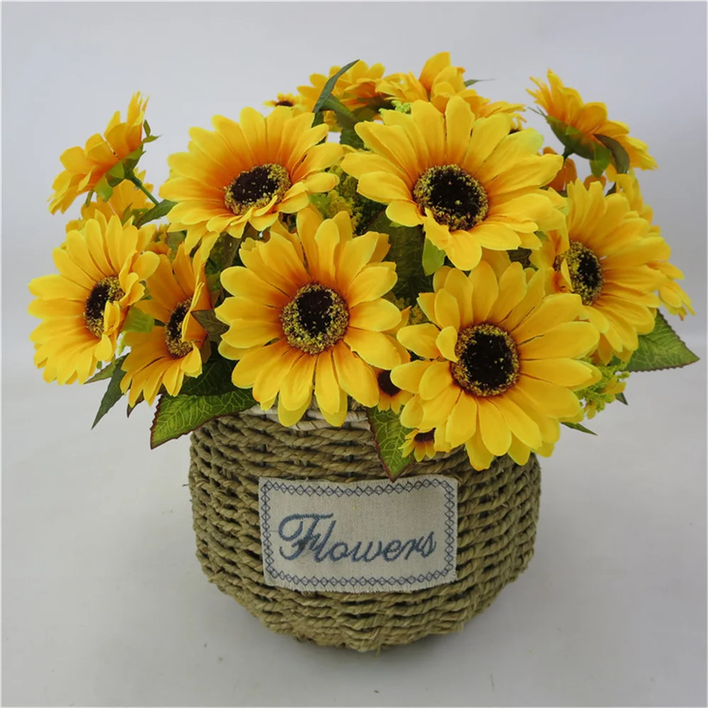 1 пряди 7 головок подсолнуха искусственный цветок обеденный стол ретро искусство
