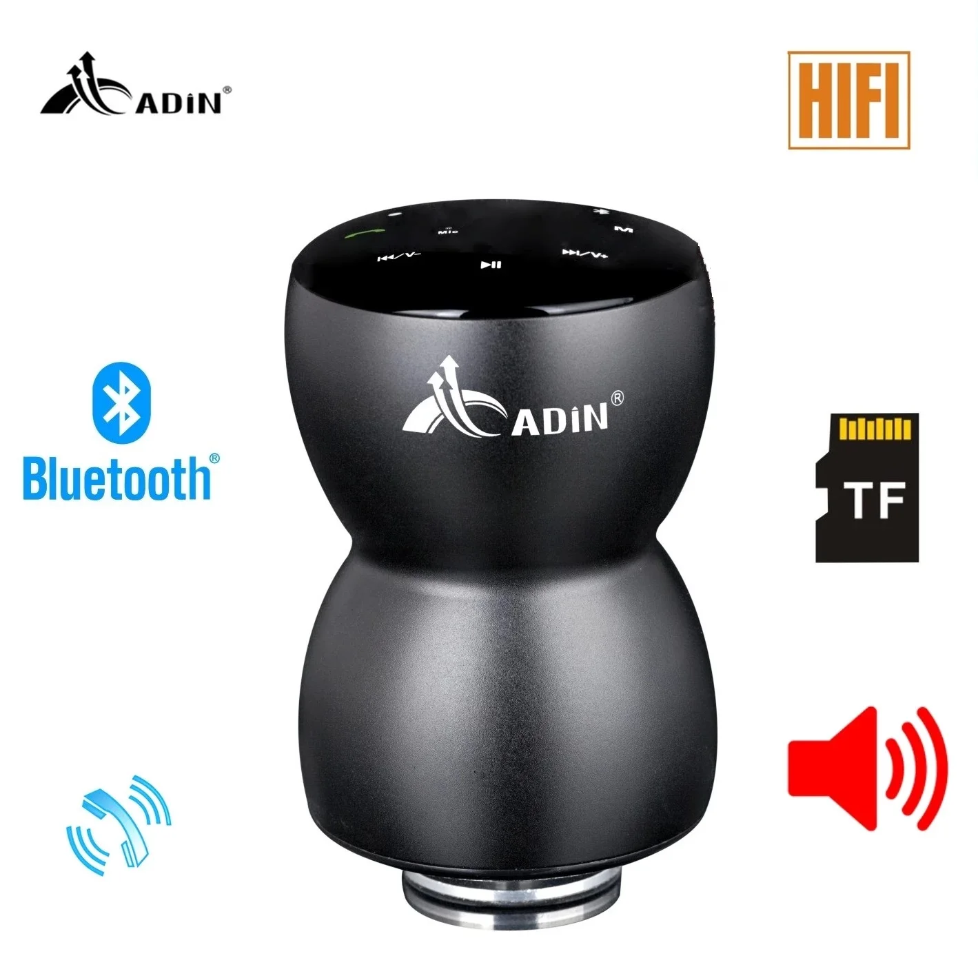 New Adin Vibration Wireless Speaker Mini Portable Bass Subwoofer Resonance Speaker Outdoor Metal Bluetooth Speakers For Phone enlarge