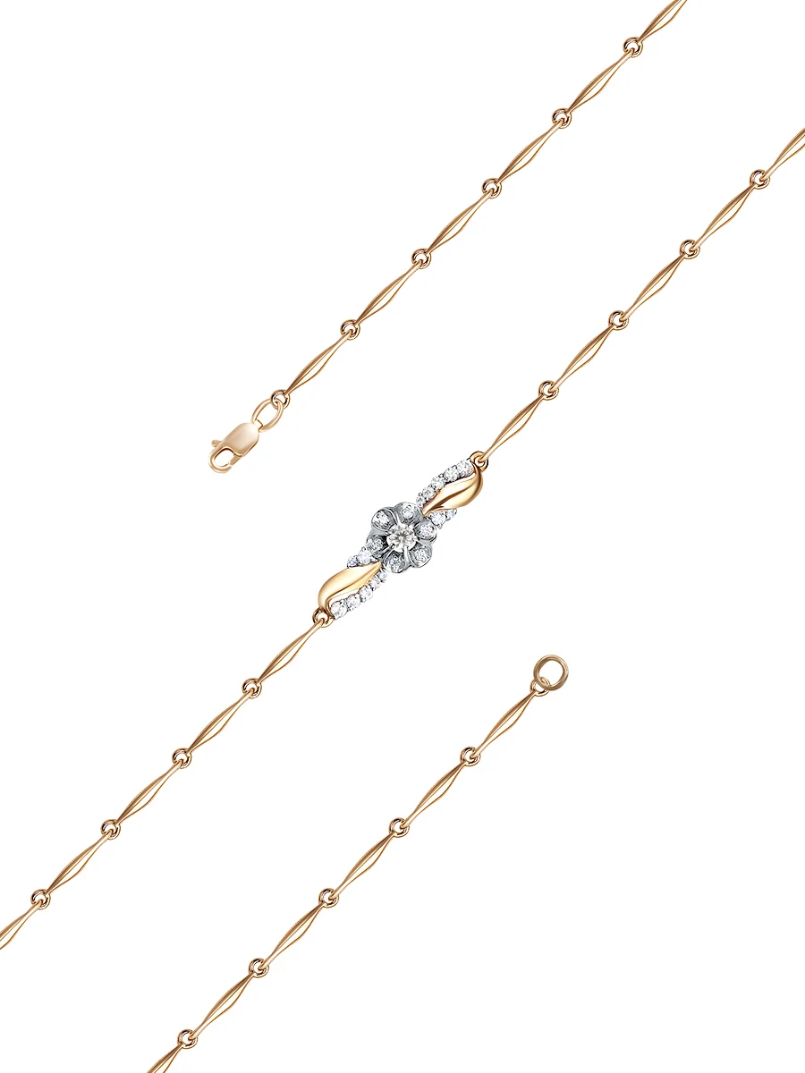 Браслет &quotЦветочек&quot SamoroDki Jewelry с кор. рубином серебро 925 родий/золочение. |