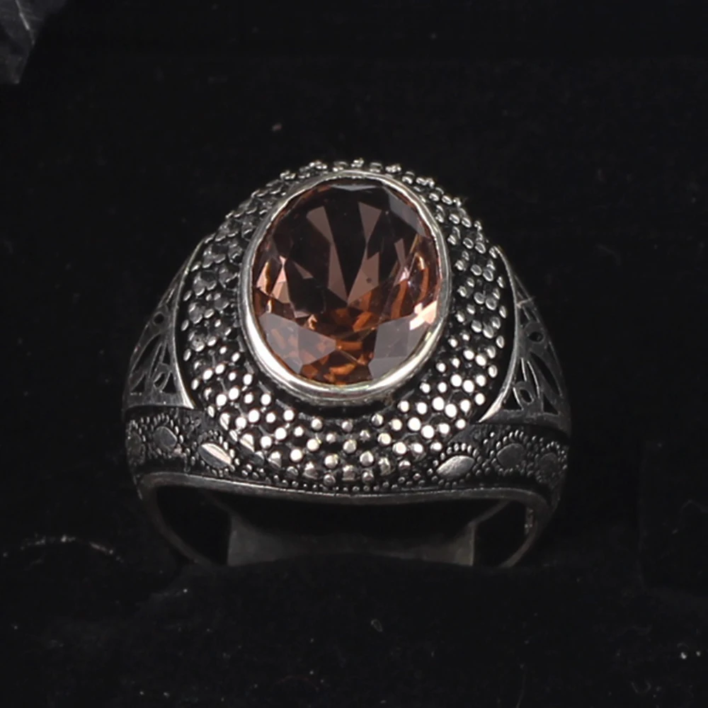 

Handmade Mens Silver Morganite Ring, Man 925 Silver Ring, Morganite Ring, Silver Handmade Oval Morganite Ring