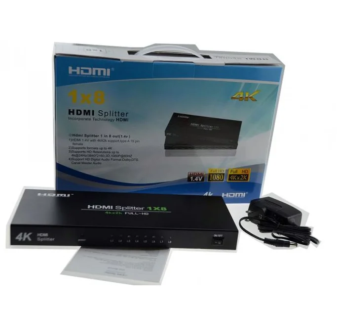 HDMI Разветвитель Splitter на 8 каналов 1 вход - выходов для распределения изображения