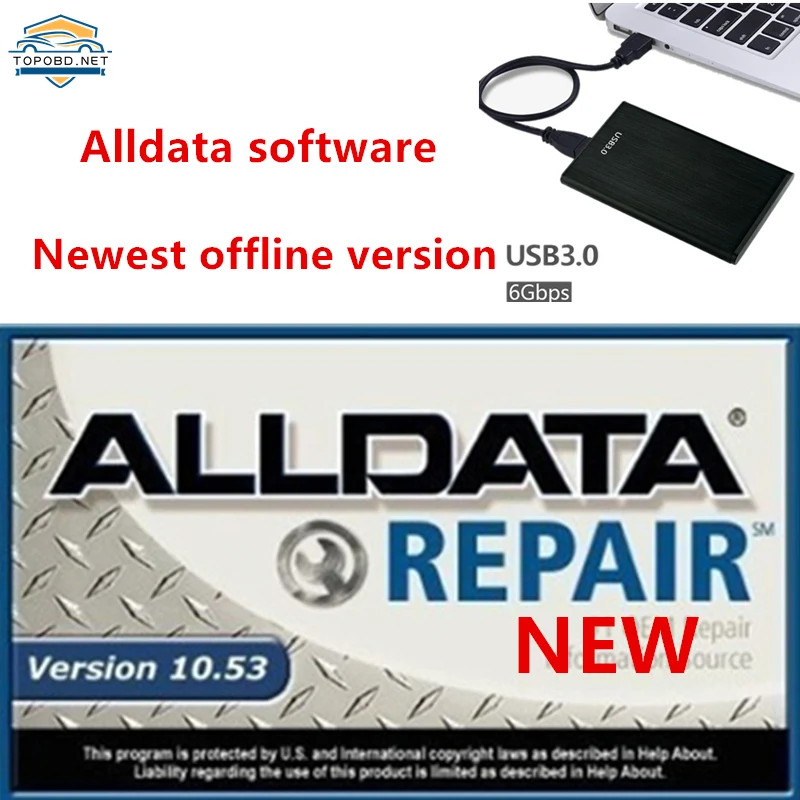 Лидер продаж 2021, программное обеспечение для ремонта автомобилей Alldata V10.53, программное обеспечение для автомобилей и грузовиков, бесплатна...