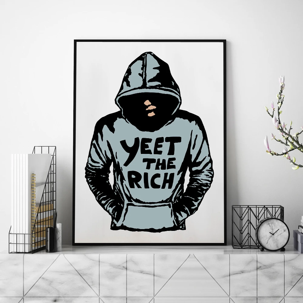 

Eat The Rich Print Canvas Modern Graffiti Wall Art Pictures Handsome Man Poster Club Bar Bed Room Home Decor No Framed