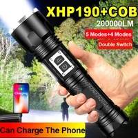 new upgrade xhp190 high power led flashlights ultra bright led torch lights xhp160 rechargeable tactical flashlight hunting lamp