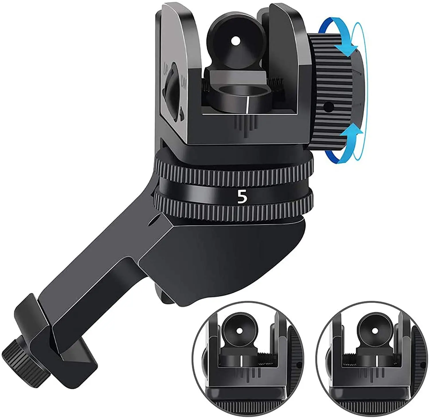 

45 Degree Offset View-Flip Up And Fast Switch Backup Rear Iron Sight