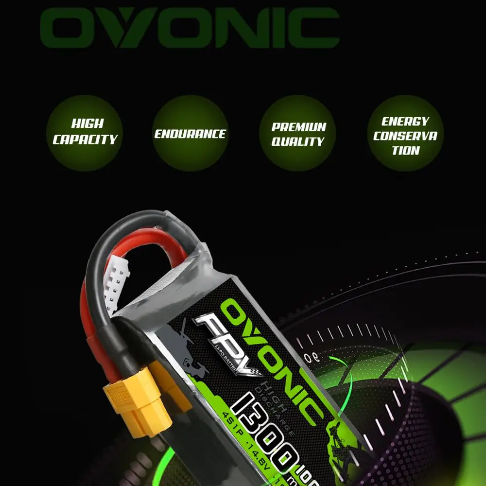 ovonic lipo батарея 1300 мач 4s 100c 148 v softcase серые ки